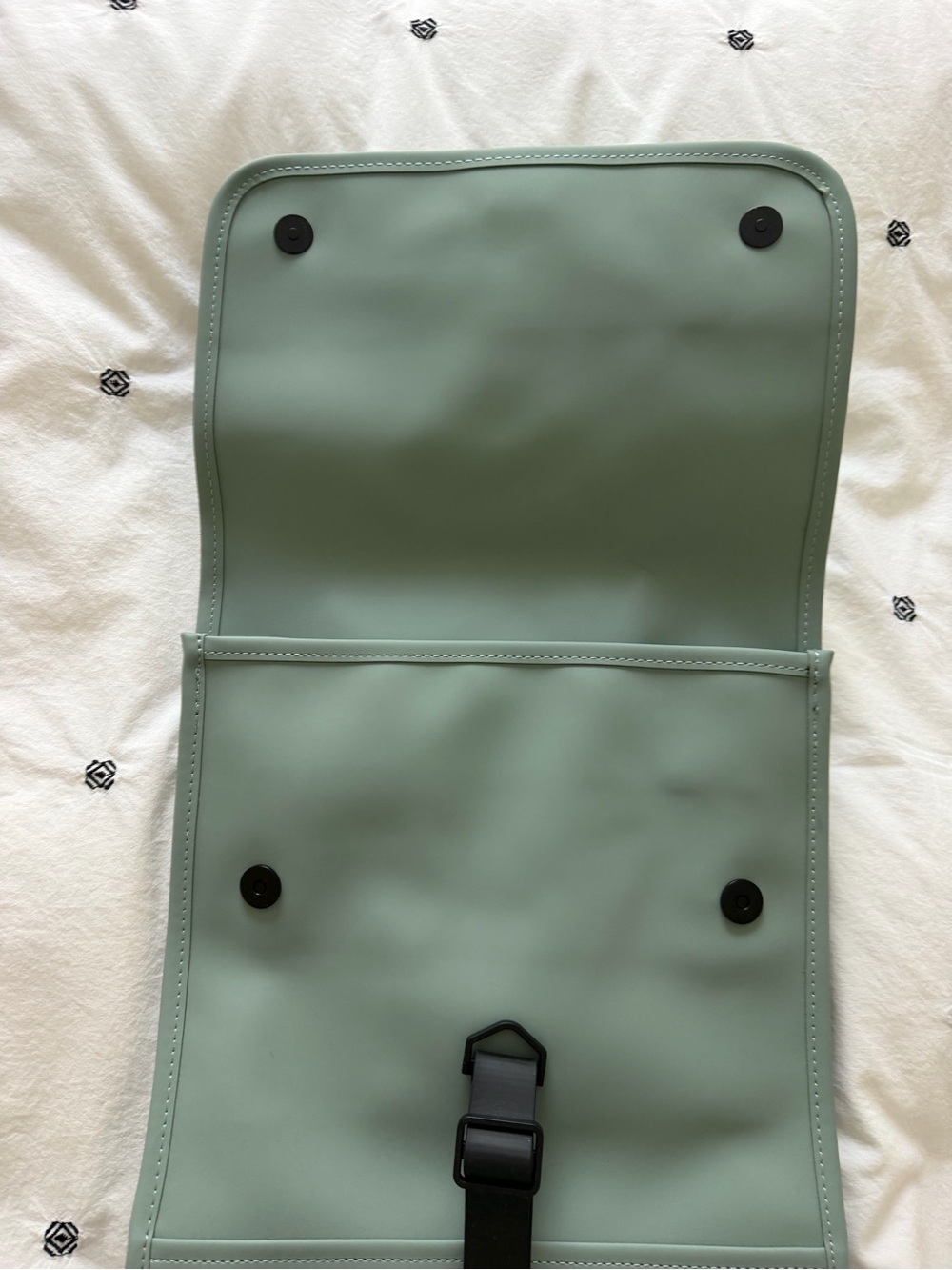Rains Unisex Minimalist Sage Green Backpack with Black Strap - Picture 4 of 7